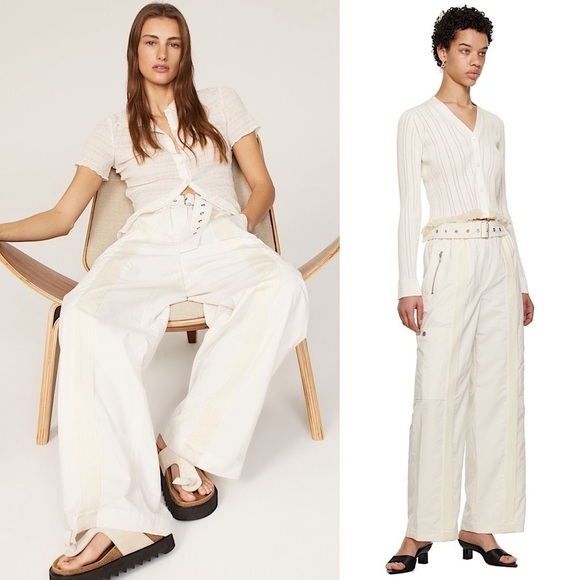 3.1 PHILLIP LIM Belted High Rise Recycled Tech Wide Leg Utility Cargo Pants S - Picture 1 of 10